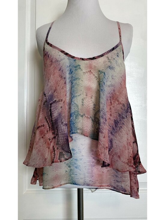 Show Me Your MuMu Tops - Show Me Your Mumu Snake Print Sleeveless Swing Tank Boho Flowy Watercolor M